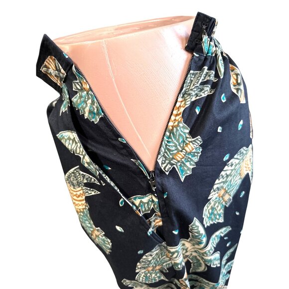 CCC Vintage Boho Black Wide Leg Pants With Leaf Print Elastic Waist Size Medium - Picture 5 of 7